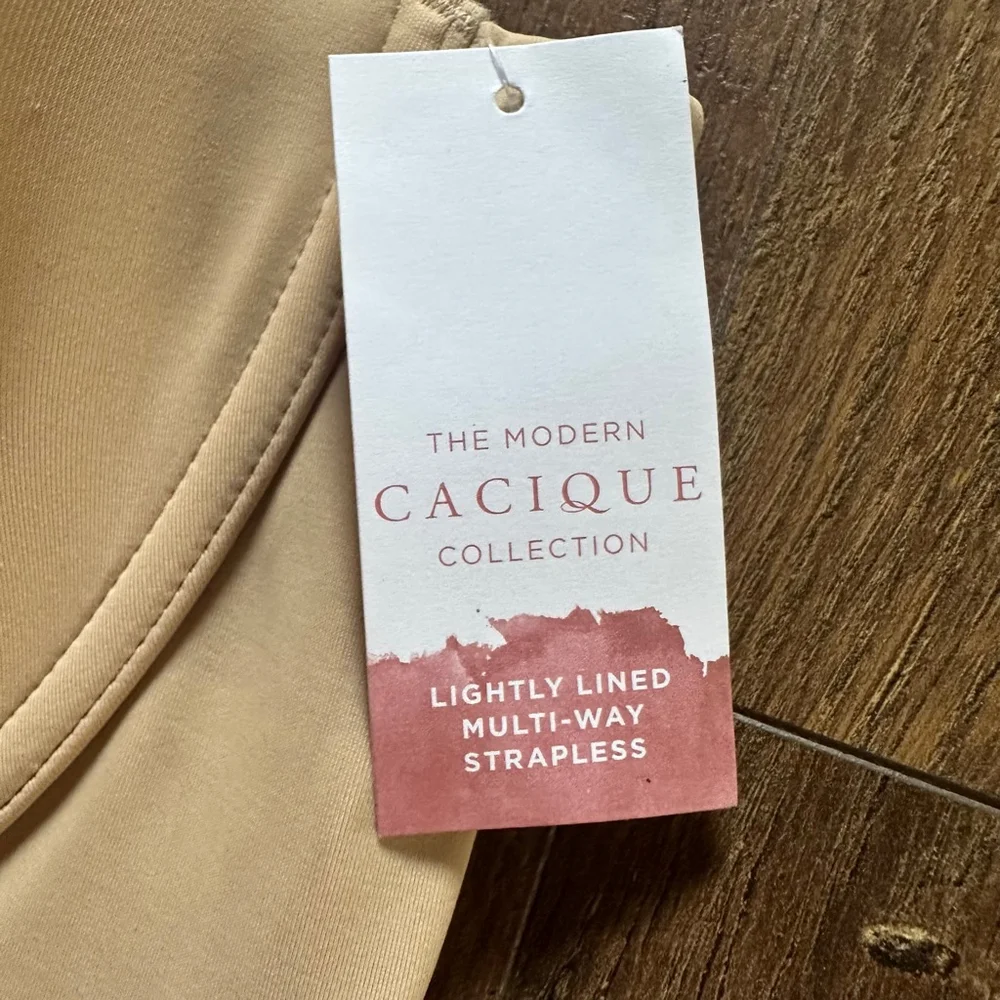 Women's Cacique Lightly Lined Multi-Way Strapless Bra 48DDD Beige